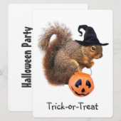 trick or treat Squirrel Halloween Party Invitation Kaart (Voorkant / Achterkant)