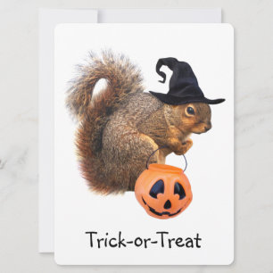 trick or treat Squirrel Halloween Party Invitation Kaart