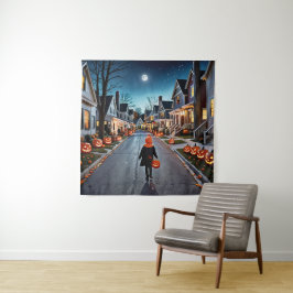 Trick or treat Street - Whimsical Halloween Night Wandkleed