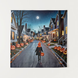 Trick or treat Street - Whimsical Halloween Night Wandkleed