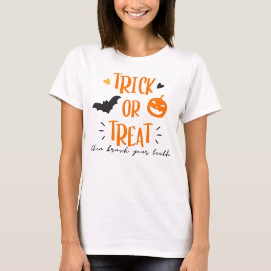 Trick or treat tandheelkunde Halloween T-Shirt (Voorkant)