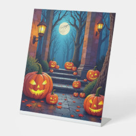 Trick or treat-teken reclamebord met voetstuk