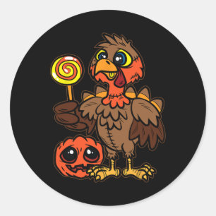 Trick or treat Thanksgiving dag Herfst herfst Turk Ronde Sticker
