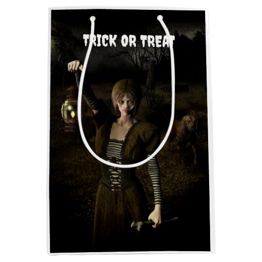 Trick or Treat. Thin female carrying lamp Medium Cadeauzakje (Voorkant)
