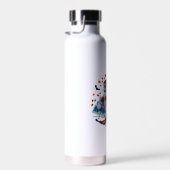 Trick or treat Tijd: Ghost Skiing Fun Design Waterfles (Rechts)