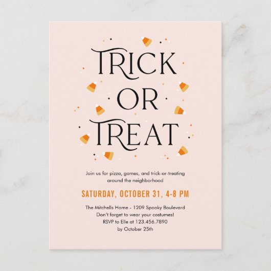 Trick or treat tijd Halloween Uitnodiging Briefkaa (Voorkant)