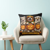Trick or treat trio whimsical happy Halloween deco Kussen (Stoel)