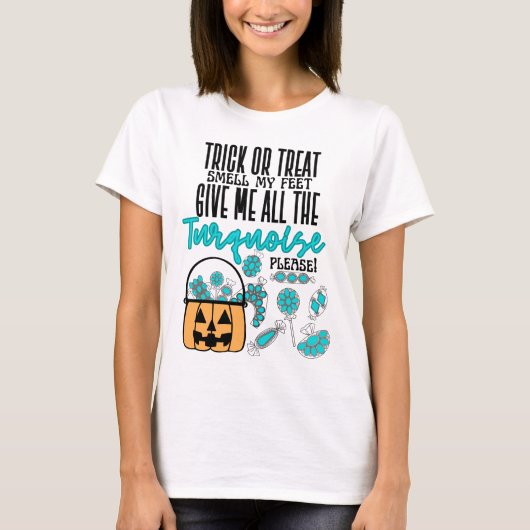 Trick or treat Turkoois T-shirt (Voorkant)