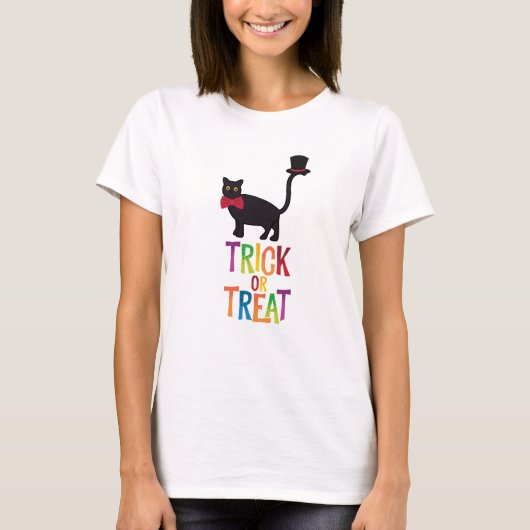 Trick or treat Tuxedo Kat Halloween T-shirt (Voorkant)