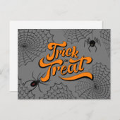 Trick or treat Typografie met Spiders ID680 Briefkaart (Voorkant / Achterkant)
