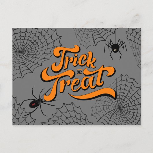 Trick or treat Typografie met Spiders ID680 Briefkaart (Voorkant)