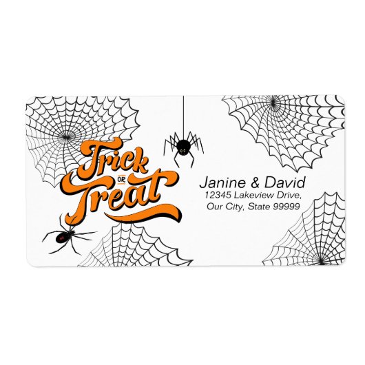 Trick or treat Typografie met Spiders ID680 Etiket (Voorkant)