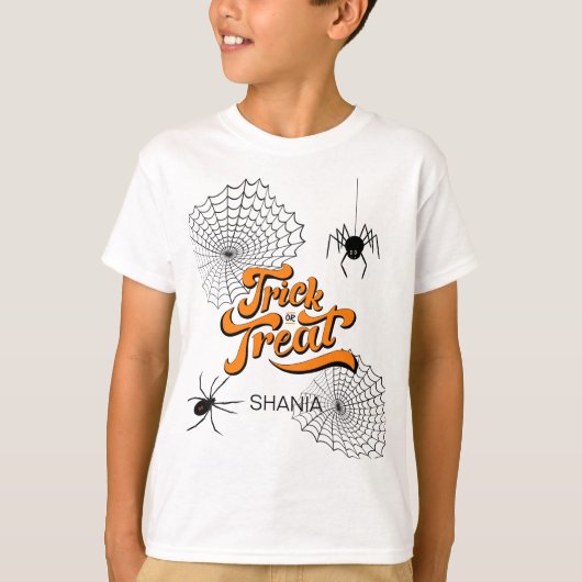 Trick or treat Typografie met Spiders ID680 T-shirt (Voorkant)