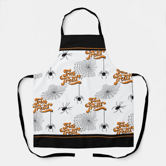 Trick or treat Typografie met Spiders Pattern ID68 Schort (Voorkant)