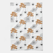 Trick or treat Typografie met Spiders Pattern ID68 Theedoek (Verticaal)