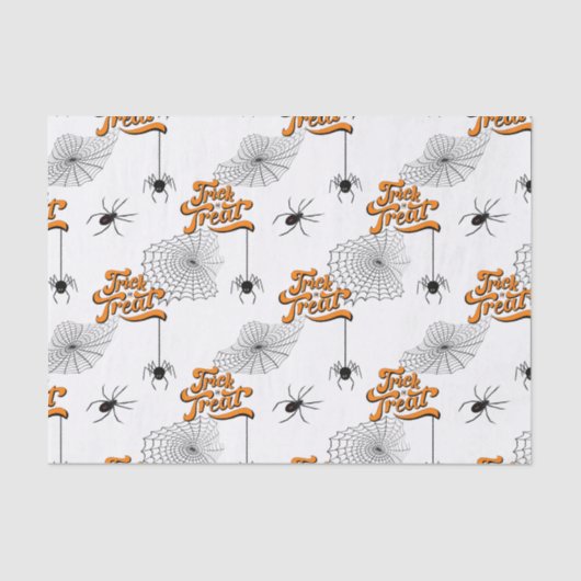 Trick or treat Typografie met Spiders Pattern ID68 Tissuepapier (Voorkant)