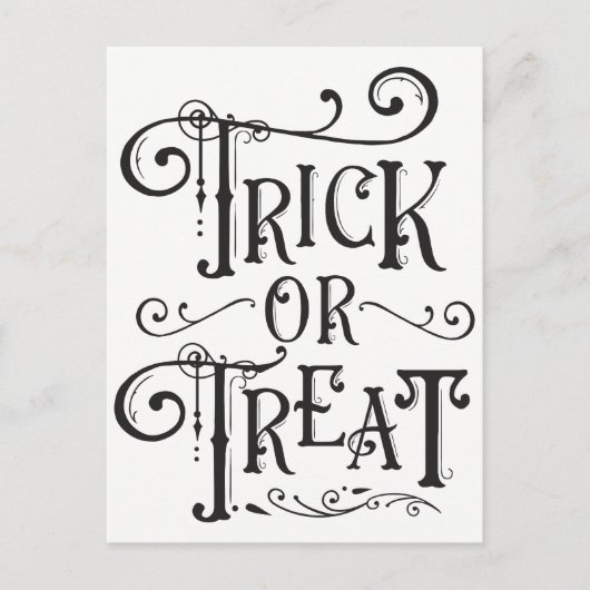 Trick or treat  Typografie Type Halloween Briefkaart (Voorkant)
