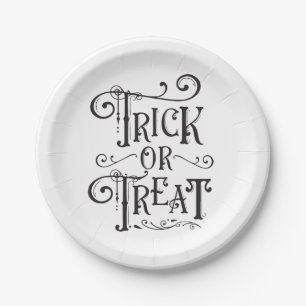 Trick or treat  Typografie Type Halloween Papieren Bordje