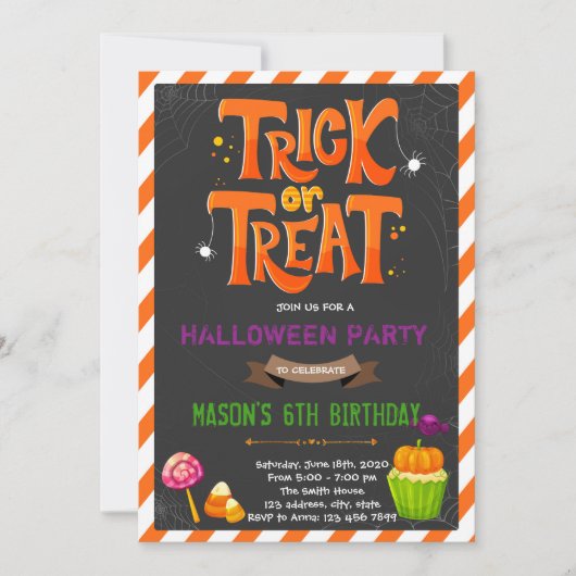 Trick or treat-uitnodiging kaart (Voorkant)