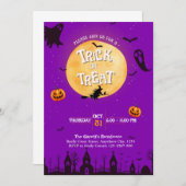 Trick or treat Uitnodiging Paarse Halloween Party (Voorkant / Achterkant)