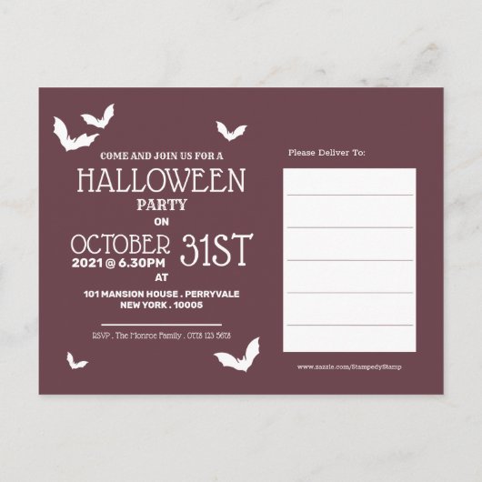 Trick or treat, uitnodiging van de Halloween-parti (Achterkant)