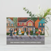 Trick or treat, uitnodiging van de Halloween-parti (Staand voorkant)