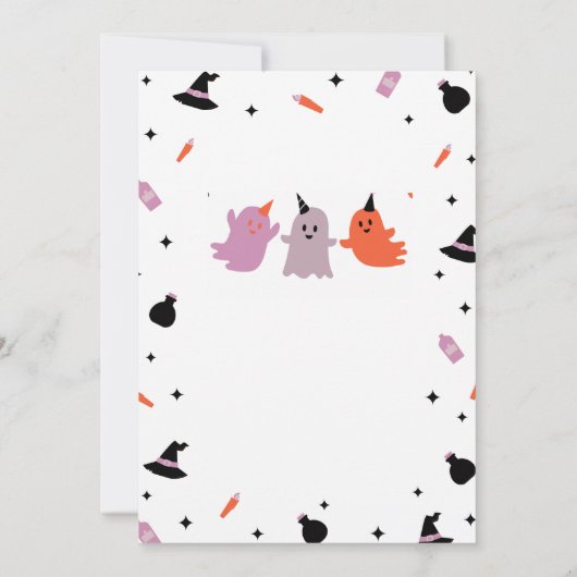 Trick or treat, uitnodiging van de Halloween-parti (Achterkant)