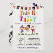 Trick or treat, uitnodiging van Halloween Birthday (Voorkant / Achterkant)