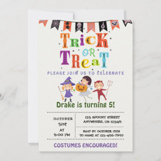 Trick or treat, uitnodiging van Halloween Birthday