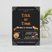 Trick or treat, uitnodiging van Halloween Birthday (Staand voorkant)