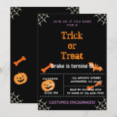 Trick or treat, uitnodiging van Halloween Birthday (Voorkant / Achterkant)