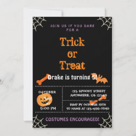 Trick or treat, uitnodiging van Halloween Birthday