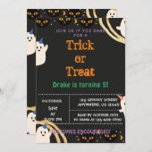 Trick or treat, uitnodiging van Halloween Birthday (Voorkant / Achterkant)