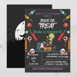 Trick or treat, uitnodiging van Halloween Birthday
