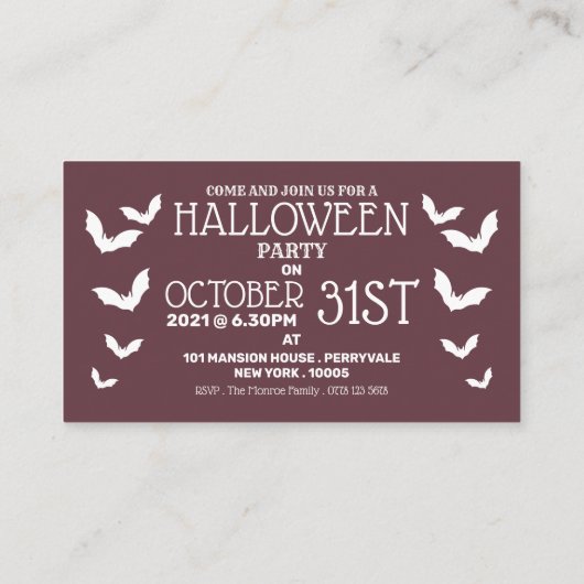 Trick or treat, uitnodiging voor Ticket van Hallow Informatiekaartje (Achterkant)