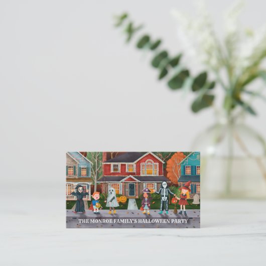 Trick or treat, uitnodiging voor Ticket van Hallow Informatiekaartje (Staand voorkant)