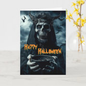 "Trick or treat" uw laatste Halloween bezoeker Kaart (Gele Bloem)