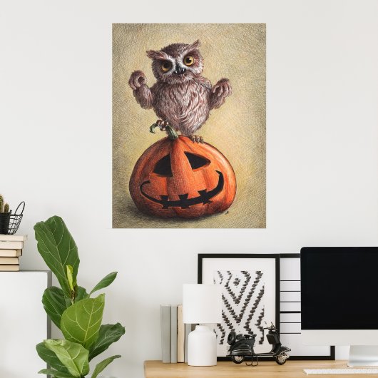"Trick or treat" Vampire Owl Poster (Thuiskantoor)