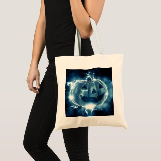 Trick or treat van de gloeiende pompoen Halloween Tote Bag (Voorkant (product))