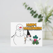 Trick or treat van de Halloween Snowmen Briefkaart (Staand voorkant)