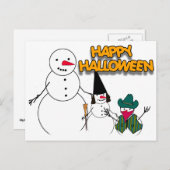 Trick or treat van de Halloween Snowmen Briefkaart (Voorkant / Achterkant)