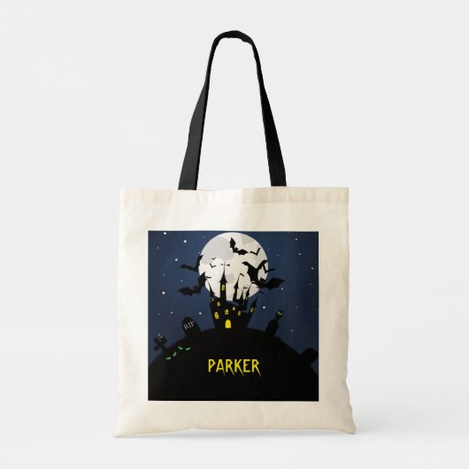 Trick or treat van het gehakte huis tote bag (Achterkant)