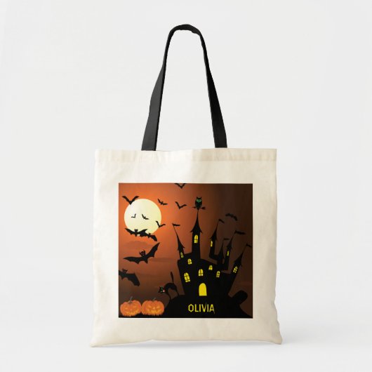 Trick or treat van het gehakte huis tote bag (Voorkant)