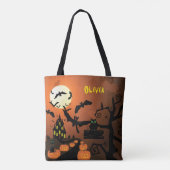 Trick or treat van het gehakte huis tote bag (Achterkant)