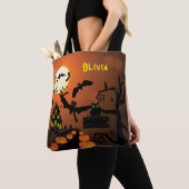 Trick or treat van het gehakte huis tote bag (Dichtbij)
