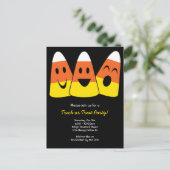 Trick or treat van suikersnoepmaïs Halloween party Uitnodiging Briefkaart (Staand voorkant)