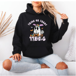Trick or Treat Vibes Retro Ghost Halloween Hoodie