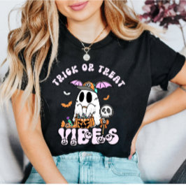 Trick or treat Vibes Retro Ghost & Snoep Halloween T-shirt