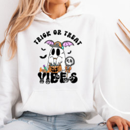 Trick or treat Vibes Retro Schattige Ghost Hallowe Hoodie