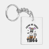 Trick or treat Vibes Retro Schattigee Ghost Pumpki Sleutelhanger (Voorkant Links)